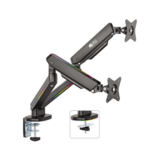 [2112211478] Epic Gamers Dual Gas Spring RGB Monitor Arm - Black - حامل شاشة