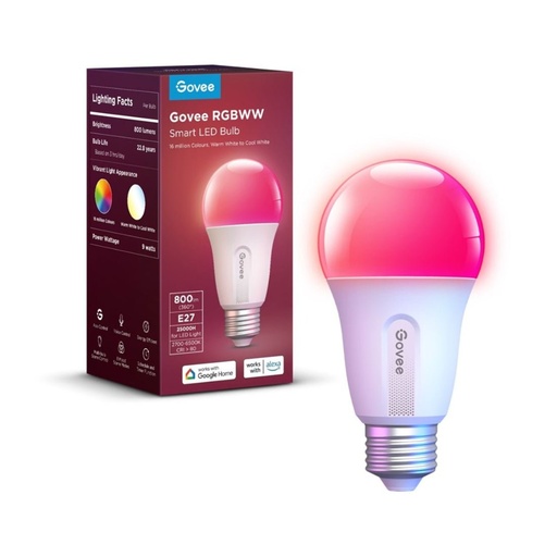 [40124122] Govee WIFI & Bluetooth Smart Light Bulb 800lm - 1Pack - إضاءة