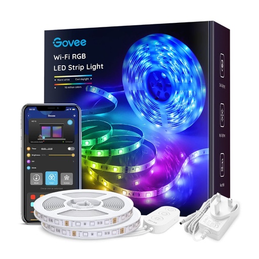 [401446] Govee Wi-Fi RGB LED Strip Lights (16.4ft × 2 Rolls) - إضاءة
