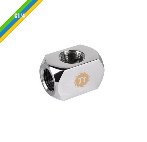 [107116628] Thermaltake Pacific 4-Way G1/4 Connector Block - Chrome - وصلات أنابيب