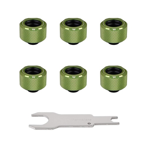 [107116625] Thermaltake Pacific C-Pro G1/4 Petg Tube 16Mm Od Compression - Green (6-Pack Fittings) - وصلات أنابيب