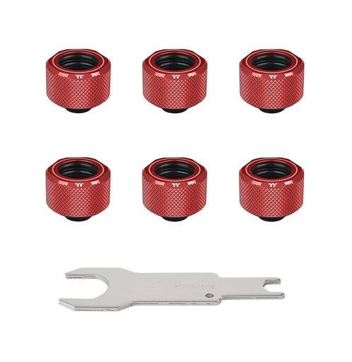 [107116622] Thermaltake Pacific C-Pro G1/4 Petg Tube 16Mm Od Compression - Red (6-Pack Fittings) - وصلات أنابيب