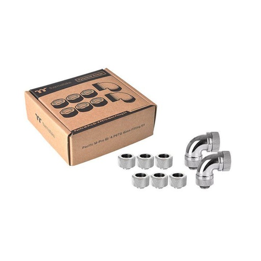 [107116673] Thermaltake Pacific M-Pro G1/4 PETG 16mm Fitting Kit- Chrome - وصلات أنابيب
