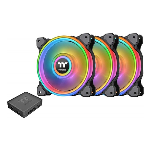 [10723066] Thermaltake Riing Quad 14 RGB Radiator Fan TT Premium edition 3 Pack - Black - مروحة تبريد