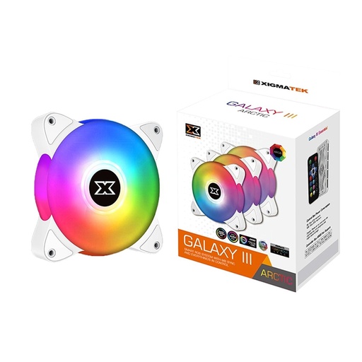 [107213603] Xigmatek Galaxy III Essential BX120 120mm ARGB 3 Fan Kit - Arctic - مروحة